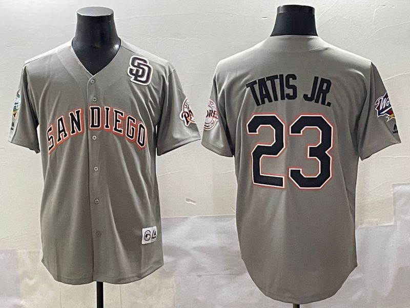 Men 2025 San Diego Padres #23 Tatis jr Grey Throwback Game Nike MLB Jersey style 9->san diego padres->MLB Jersey